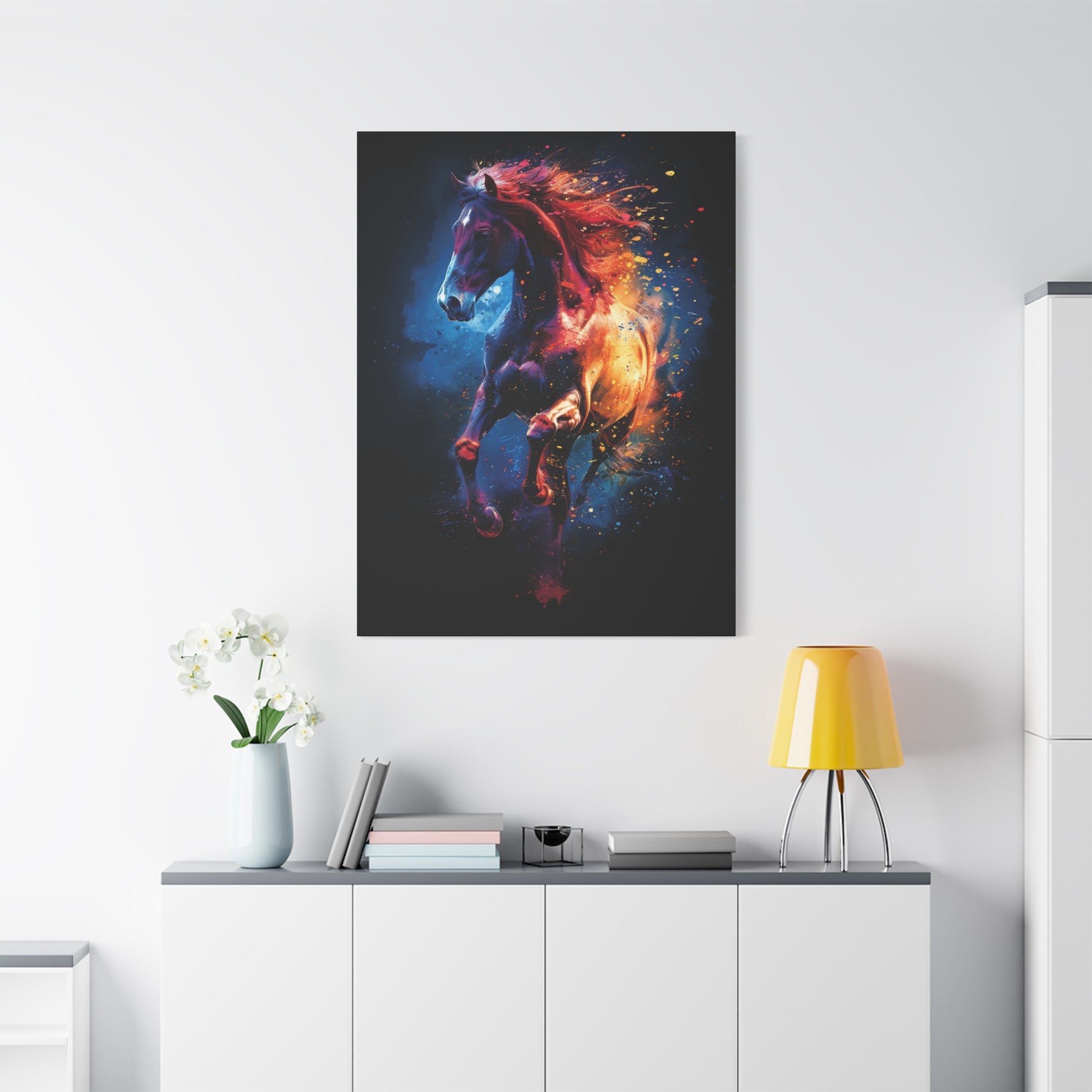 Vibrant Horse Art Canvas Print, Colorful Horse Wall Decor, Equine Artwork for Horse Lovers, Unique Gift for Animal Enthusiasts, Home Decor - VYBE Shop