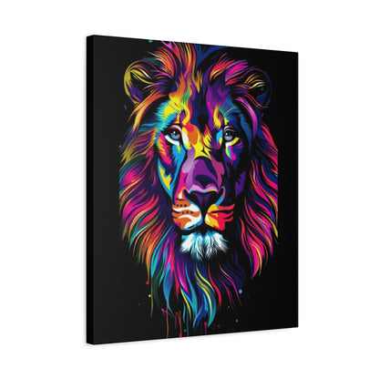 Neon Lion Art Canvas, Colorful Wall Decor, Animal Lover Gift, Home Decoration, Boho Style - VYBE Shop