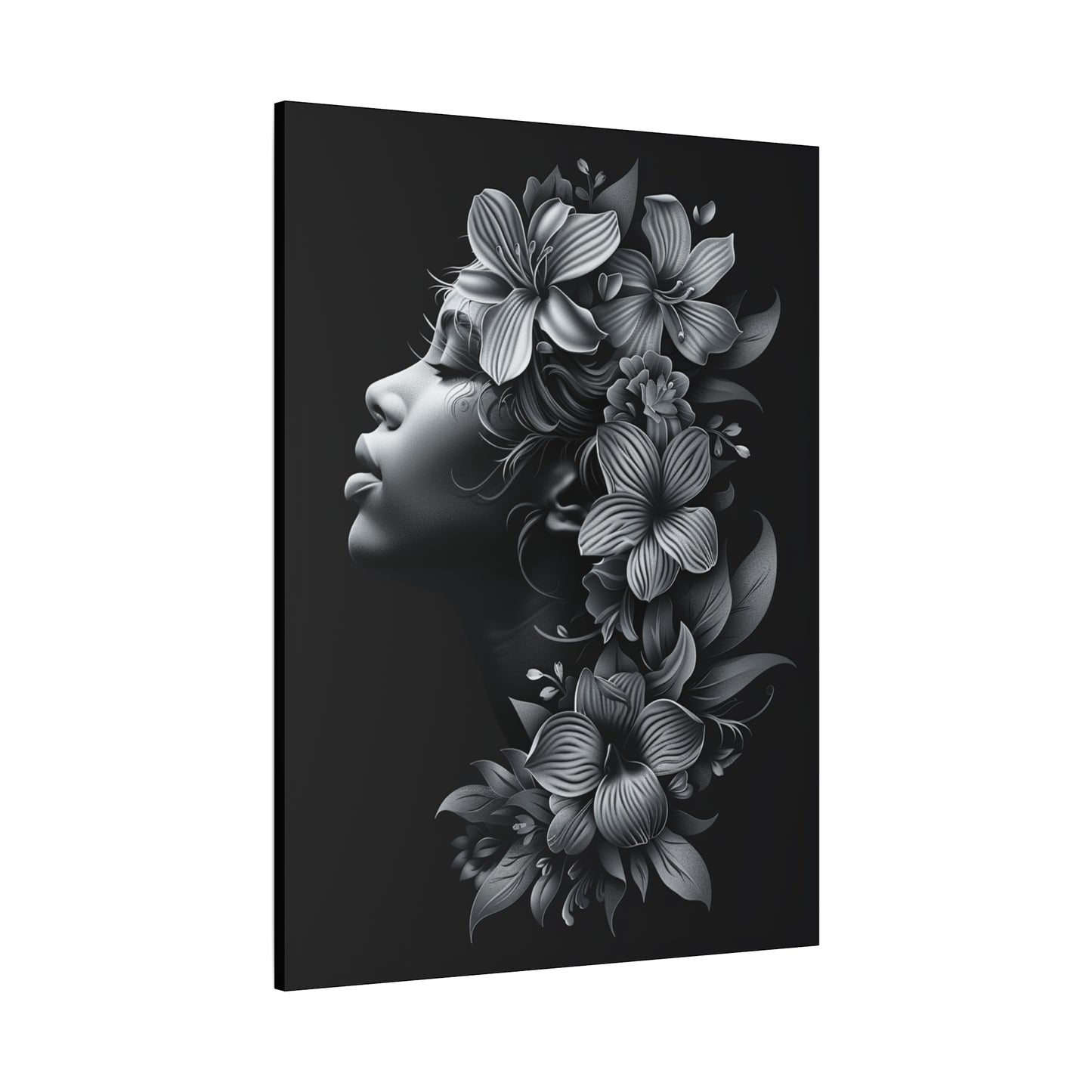 Floral Silhouette Canvas Print, Wall Art, Home Decor, Gift for Her, Modern Wall Hanging, Botanical Art - VYBE Shop