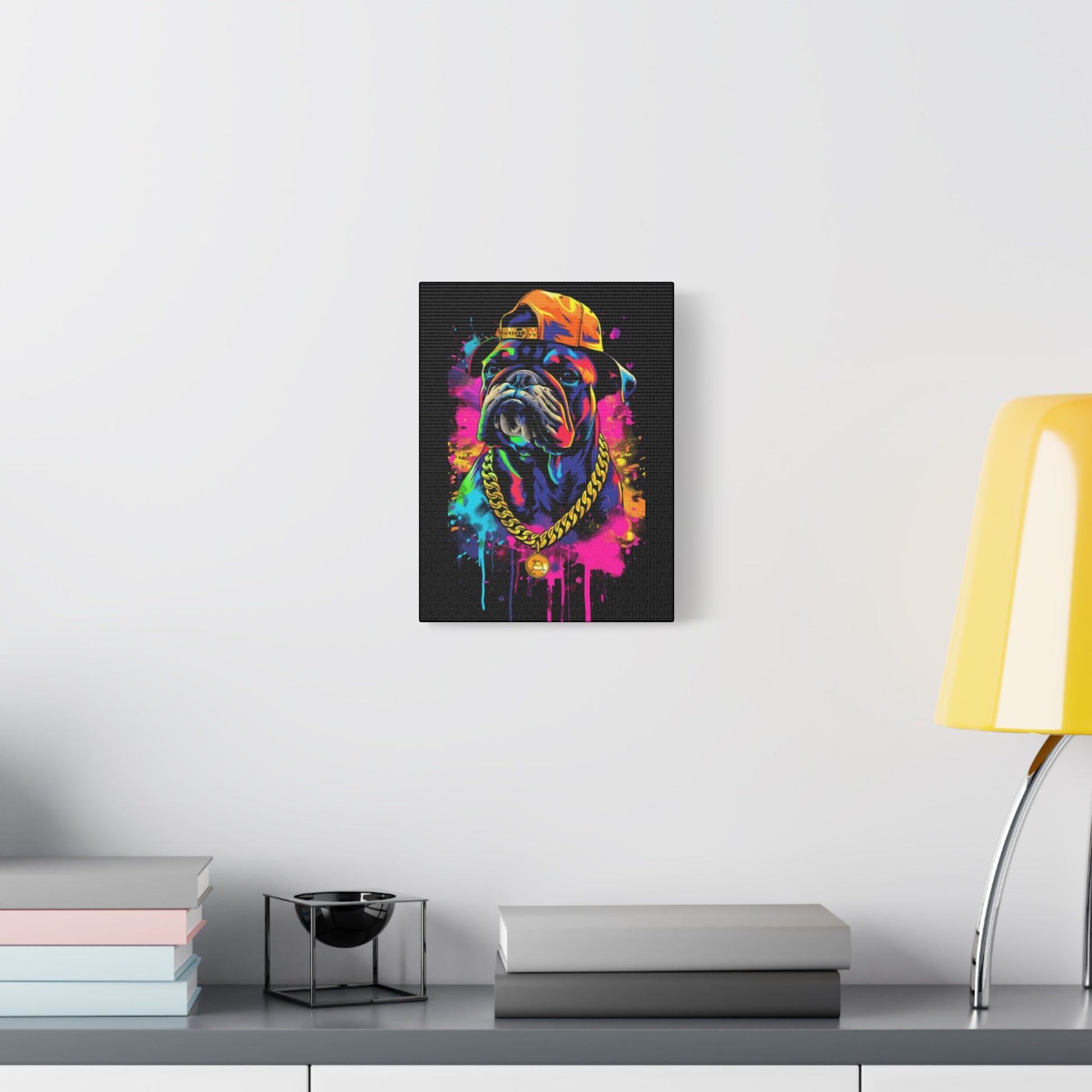 Vibrant Dog In Chain Canvas Print - VYBE Shop