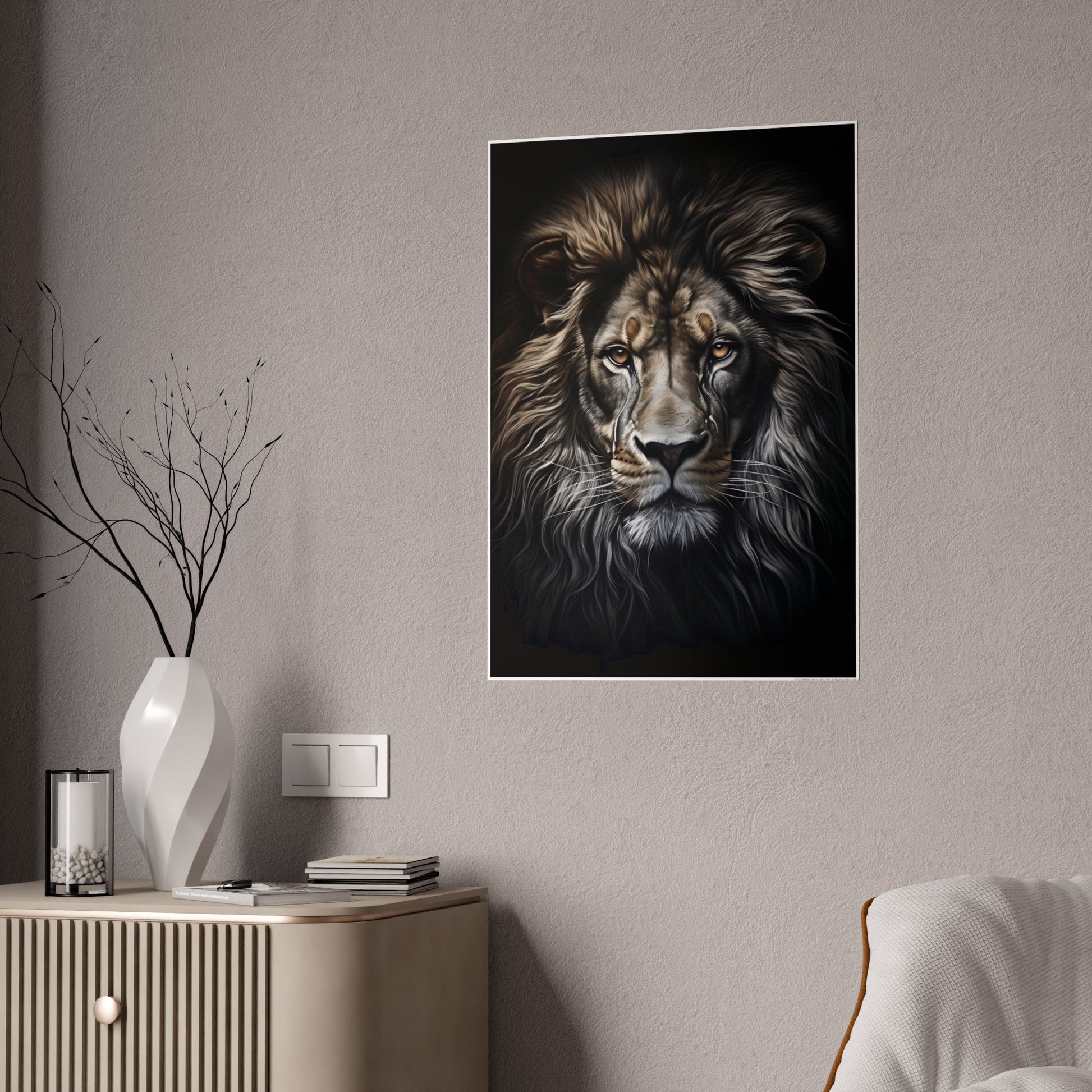 Lion Majestic Lion Wall Art, Animal Gloss Poster, Home Decor Gift for Wildlife Lovers, Office Wall Hanging - VYBE Shop