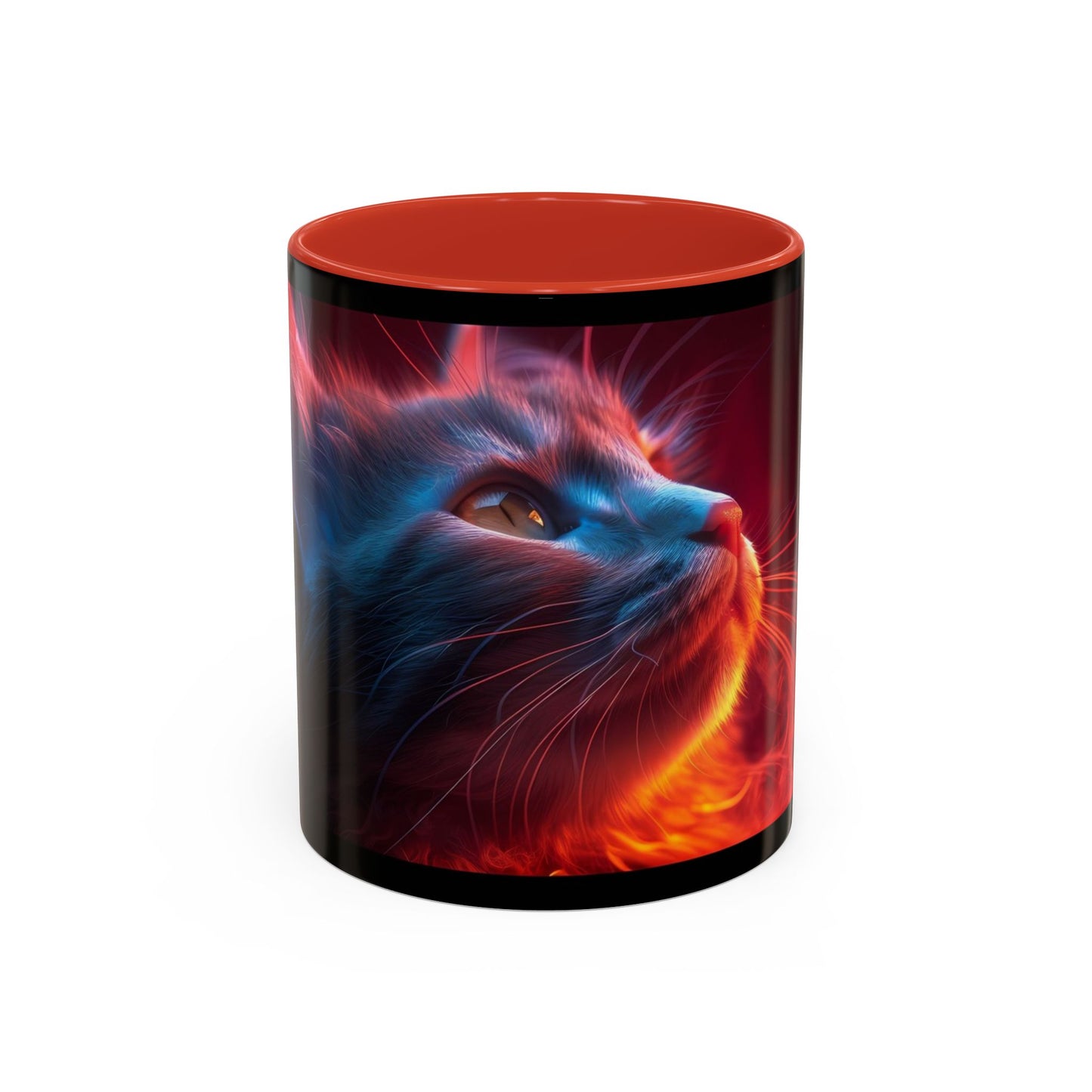 Cosmic Cat Coffee Mug - Vibrant Colorful Design, Cat Lover Gift, Unique Accented Mug, Pet Owner Gift, Cosmic Art Drinkware - VYBE