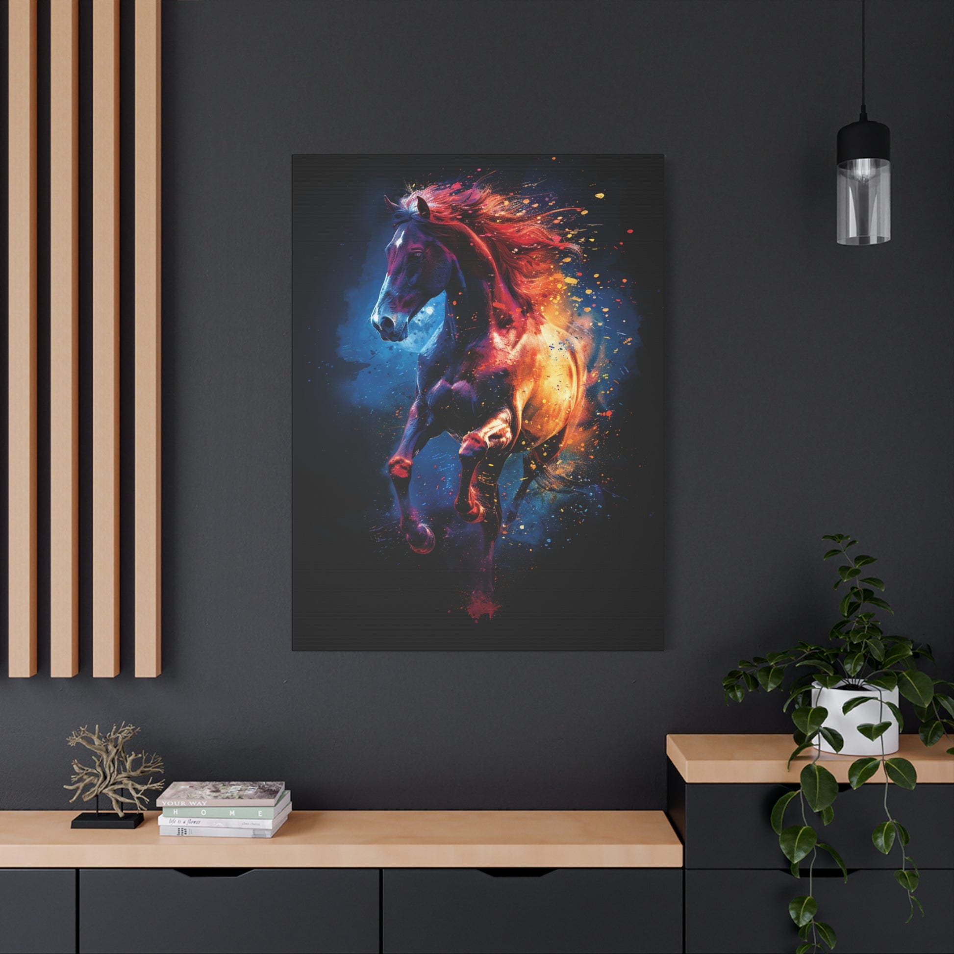 Vibrant Horse Art Canvas Print, Colorful Horse Wall Decor, Equine Artwork for Horse Lovers, Unique Gift for Animal Enthusiasts, Home Decor - VYBE Shop