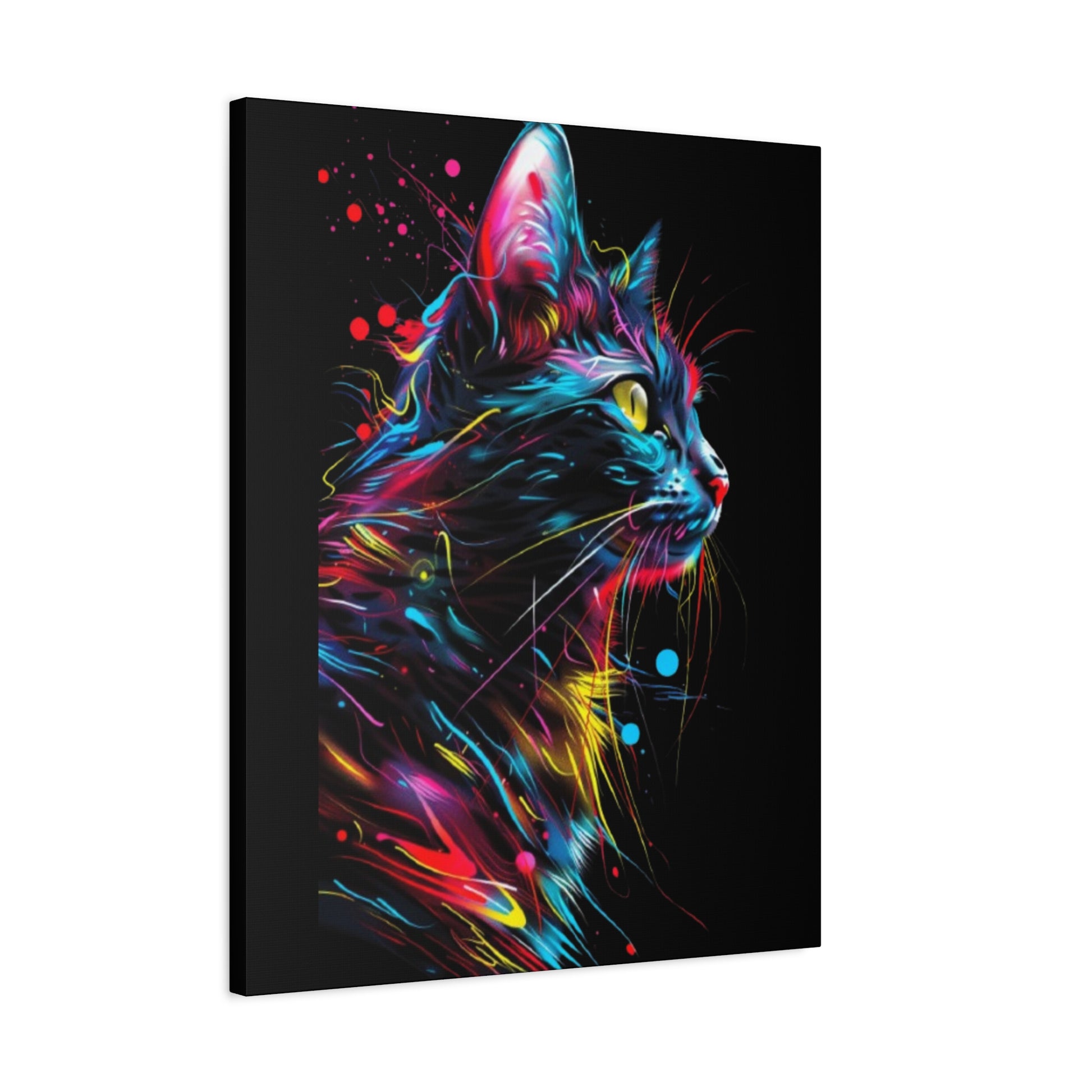 Neon Cat Design Matte Canvas Framed Print - VYBE Shop