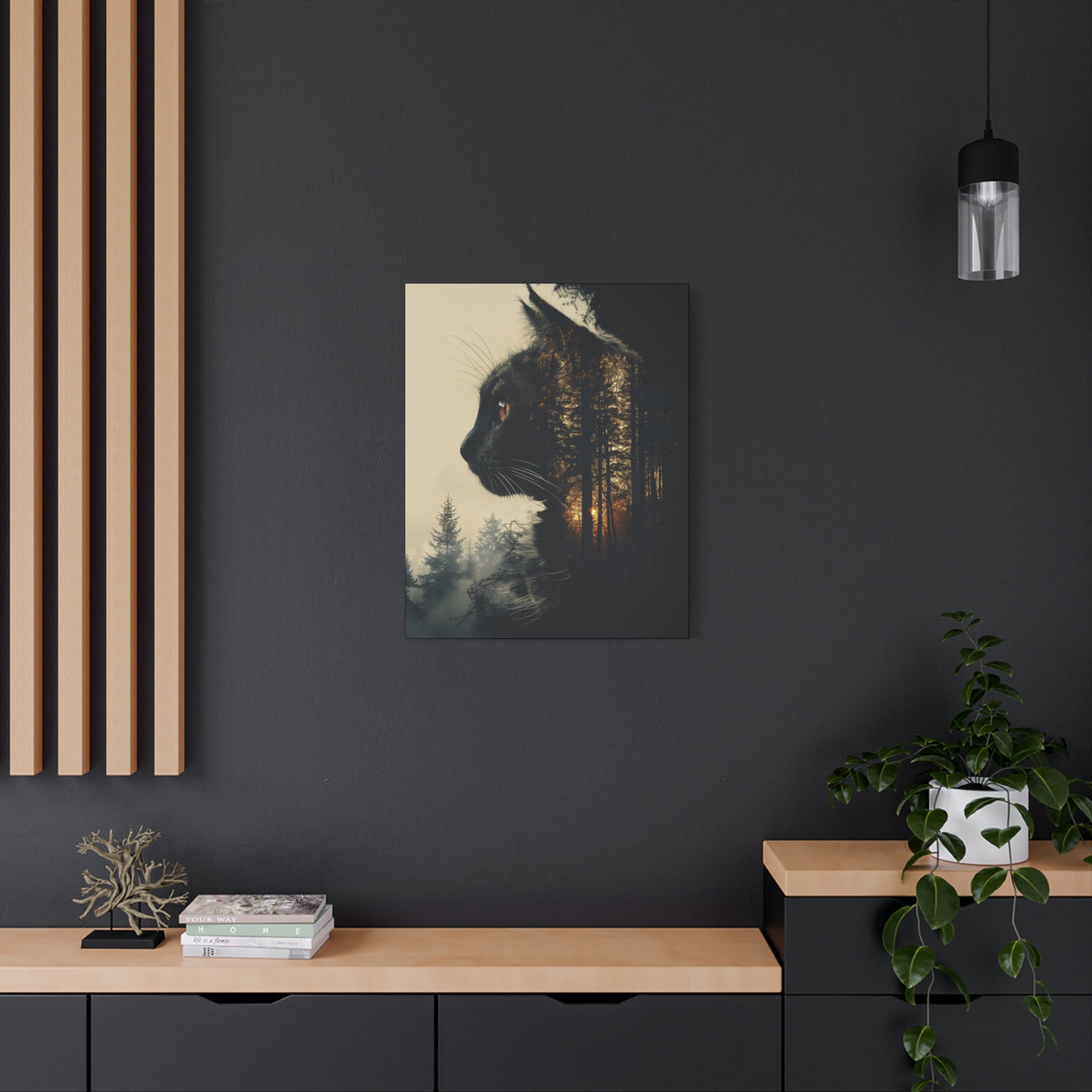 Enchanting Cat Forest Canvas Art Print, Matte Wall Decor for Cat Lovers, Perfect Gift for Home or Office, Pet Lover Decoration, [...] - VYBE Shop