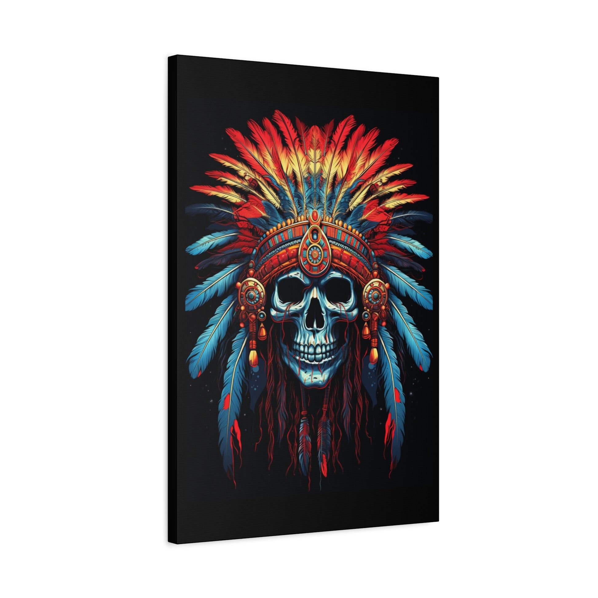 Vibrant Skull Canvas Art, Bohemian Decor, Wall Art, Home Decor, Unique Gift, Tribal Artwork, Colorful Wall Hanging - VYBE Shop