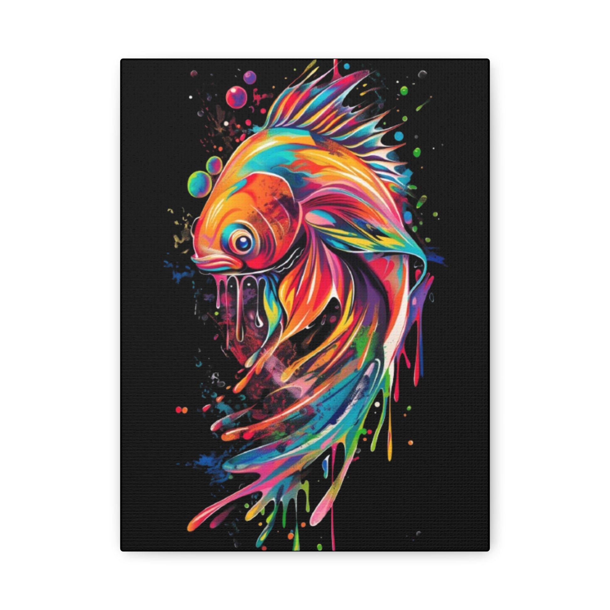 Neon Fish Canvas Art, Colorful Wall Decor, Artistic Home Accent, Gift for Fish Lovers, Unique Ocean Decor, Bright and Cheerful Wall Art - VYBE Shop