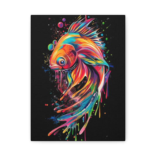 Neon Fish Canvas Art, Colorful Wall Decor, Artistic Home Accent, Gift for Fish Lovers, Unique Ocean Decor, Bright and Cheerful Wall Art - VYBE Shop