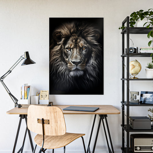 Lion Majestic Lion Wall Art, Animal Gloss Poster, Home Decor Gift for Wildlife Lovers, Office Wall Hanging - VYBE Shop