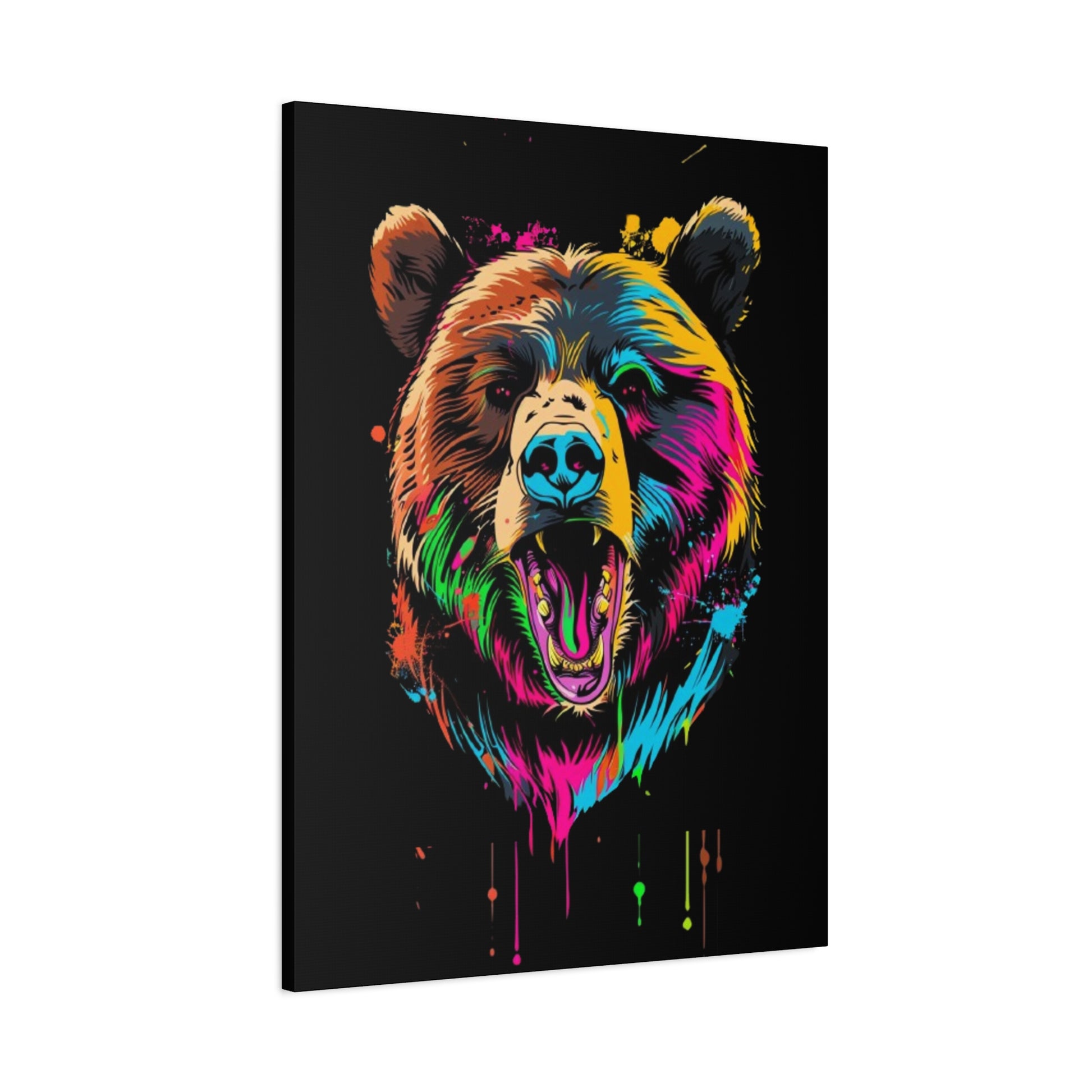 Neon Bear Canvas Art, Colorful Animal Wall Decor, Wildlife Gift, Modern Home Accent, Unique Artwork for Nature Lovers - VYBE Shop