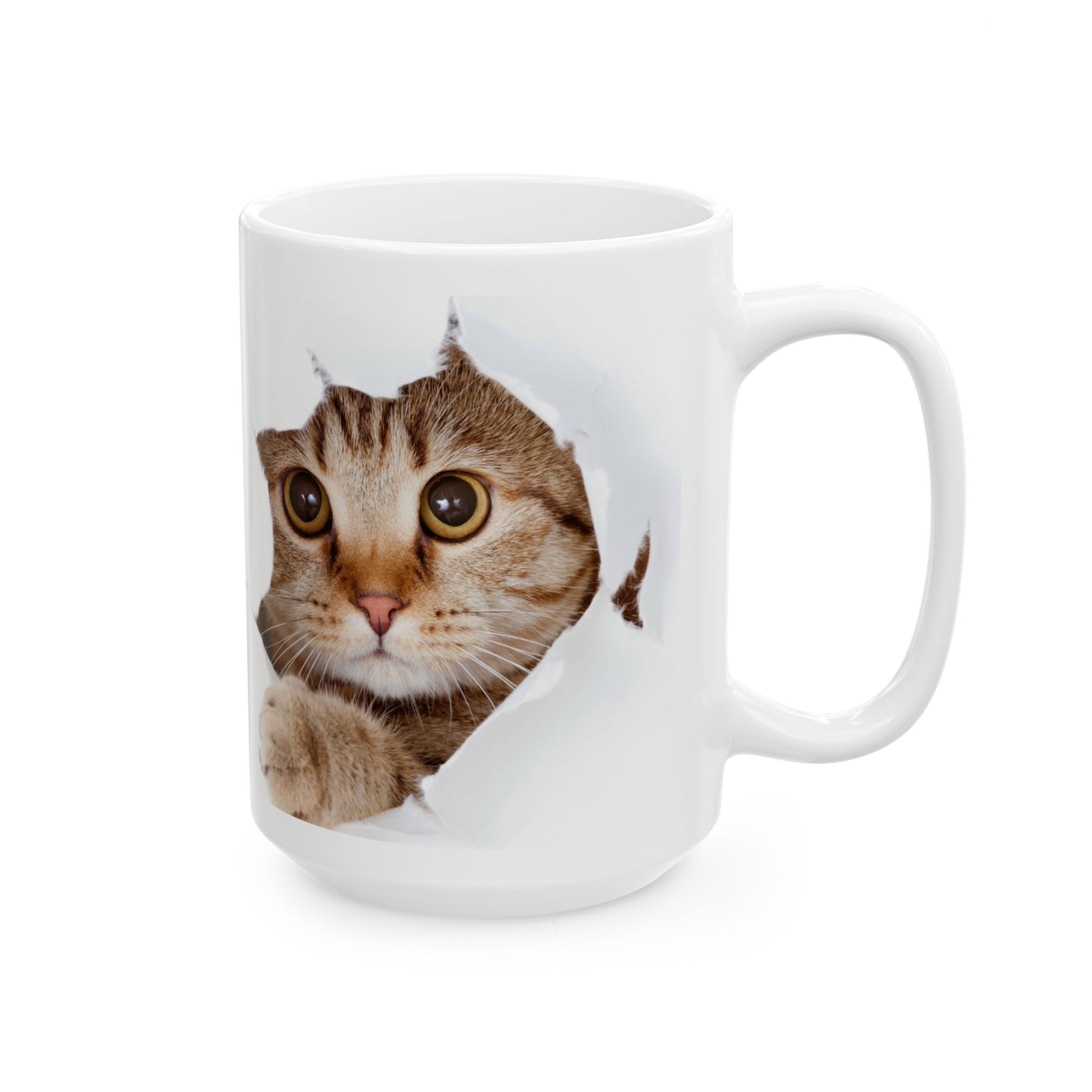 Cute Cat Ceramic Mug | Peek-a-Boo Design | Adorable Gifts for Cat Lovers | 11oz & 15oz Options - VYBE Shop