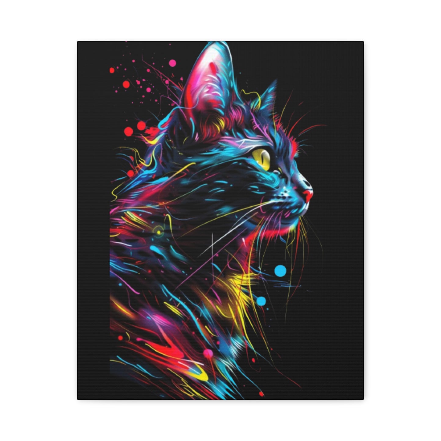 Neon Cat Design Matte Canvas Framed Print - VYBE Shop