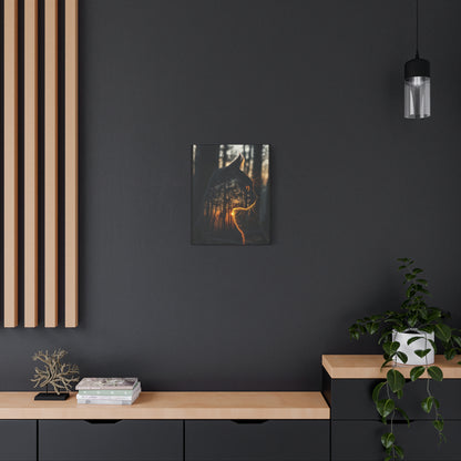 Cat Silhouette Wall Art - Forest Sunset Canvas Decor, Animal Lover Gift, Home Decoration, Nature Inspired Art, Cat Aesthetic - VYBE Shop
