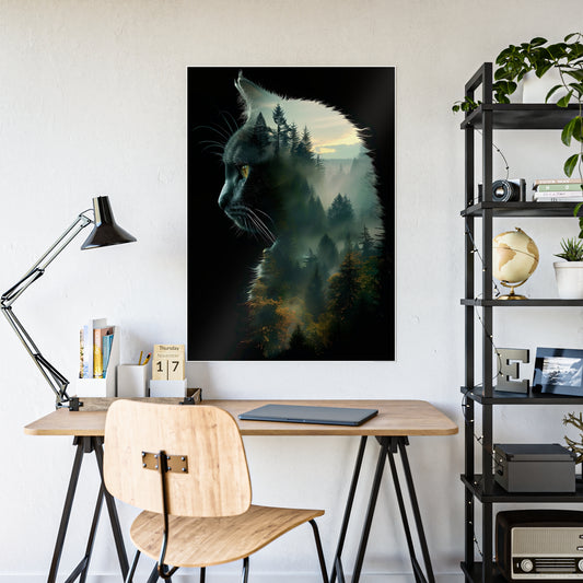 Mystical Cat Wall Art Print - Glossy Poster for Cat Lovers, Unique Nature-Inspired Home Decor - VYBE Shop