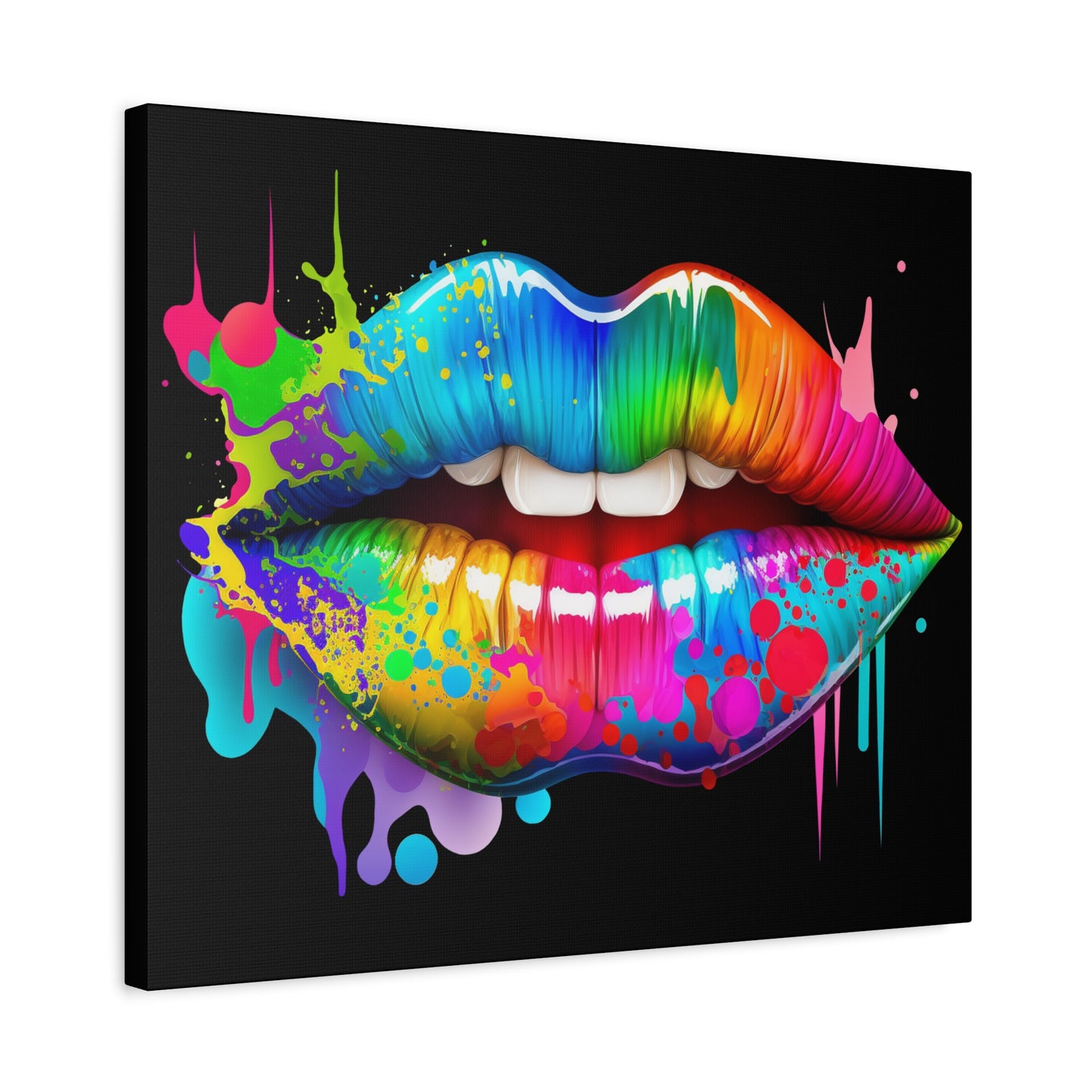 Neon Lip Art Canvas Wall Decor, Vibrant Lips Art, Pop Art Canvas, Home Decor, Gift for Art Lovers, Colorful Wall Art - VYBE Shop