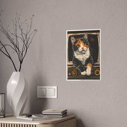 Cat Charming Cat Gloss Poster, Cat Lover Wall Art, Vintage Style Cat Print - VYBE Shop
