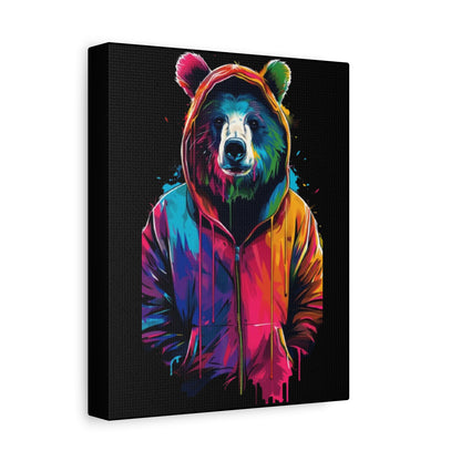 Vibrant Bear Canvas Art, Colorful Wall Decor, Modern Animal Painting, Home Aesthetic, Unique Gift Idea, Wildlife Lover Decor - VYBE Shop