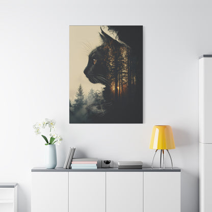 Enchanting Cat Forest Canvas Art Print, Matte Wall Decor for Cat Lovers, Perfect Gift for Home or Office, Pet Lover Decoration, [...] - VYBE Shop