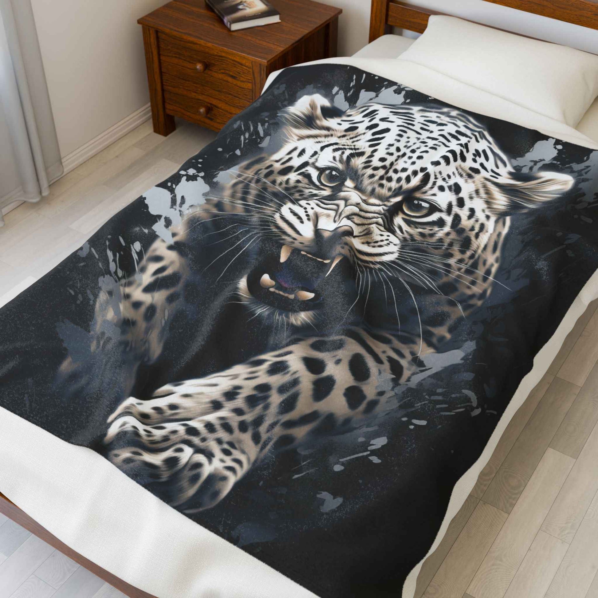 Fierce Leopard Plush Blanket