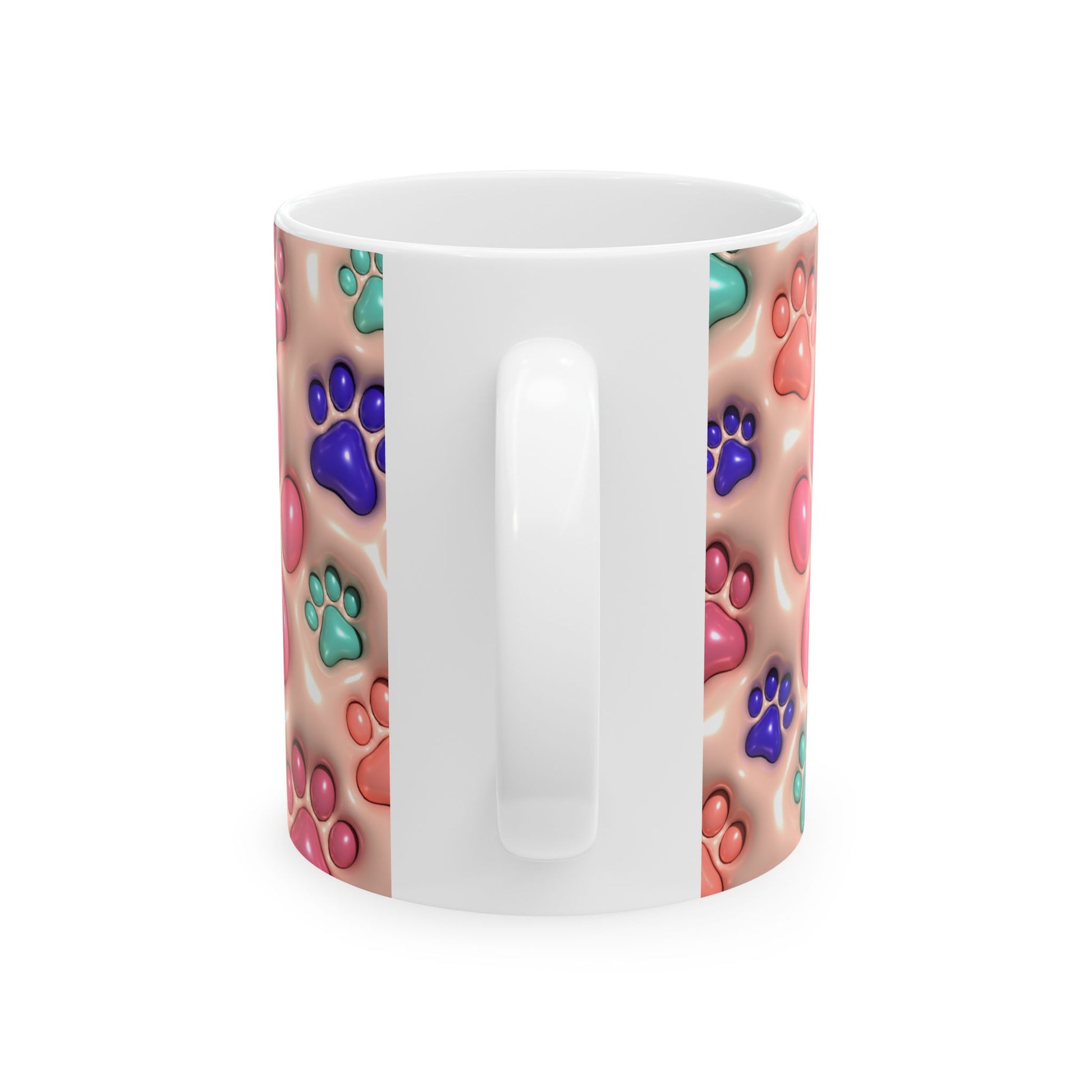 Colorful Paw Print Ceramic Mug - Inflated Design 110z and 15Oz - VYBE