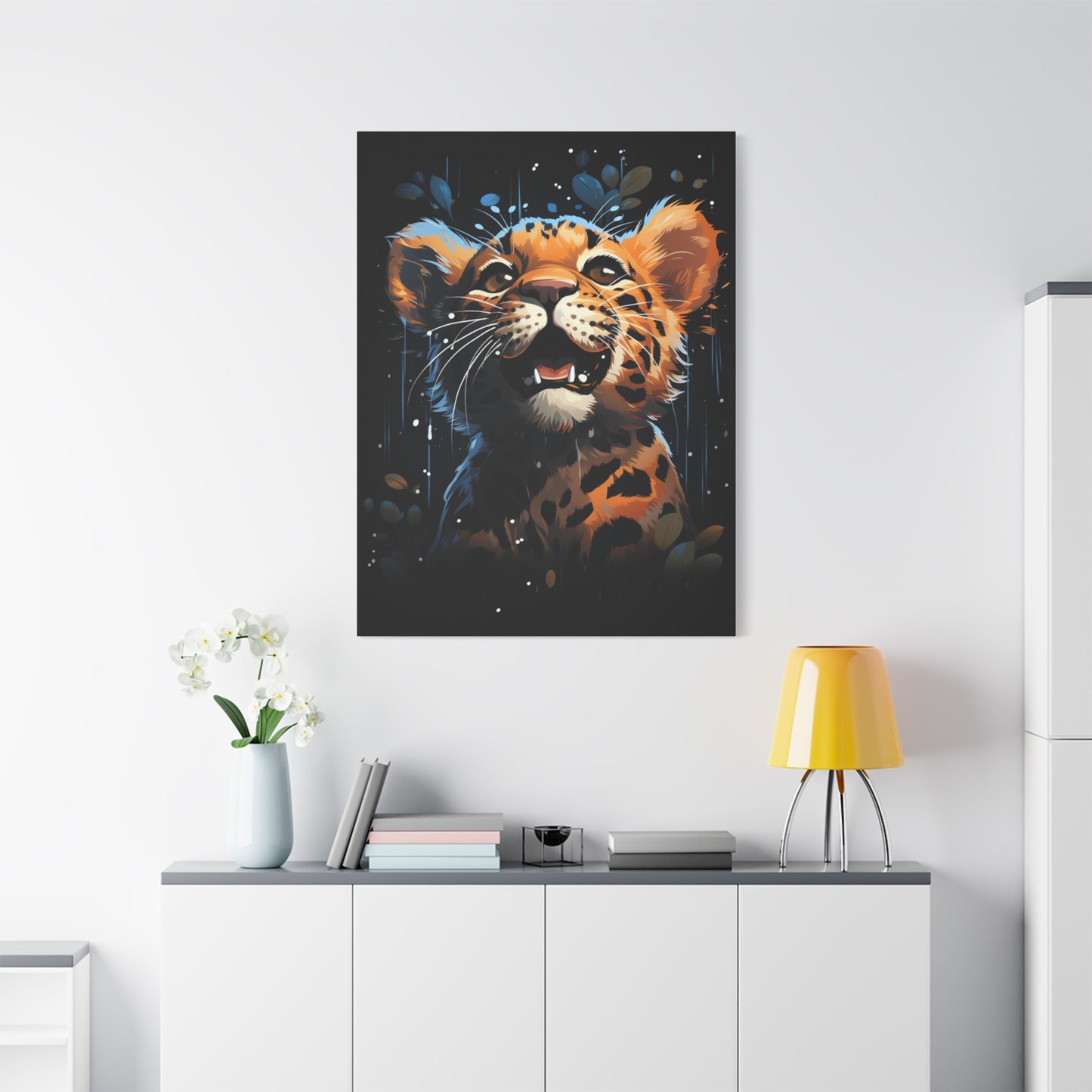 Whimsical Canvas Art, Cute Leopard Wall Decor, Animal Lover Gift, Kids Room Wall Art, Safari Theme Decor - VYBE Shop