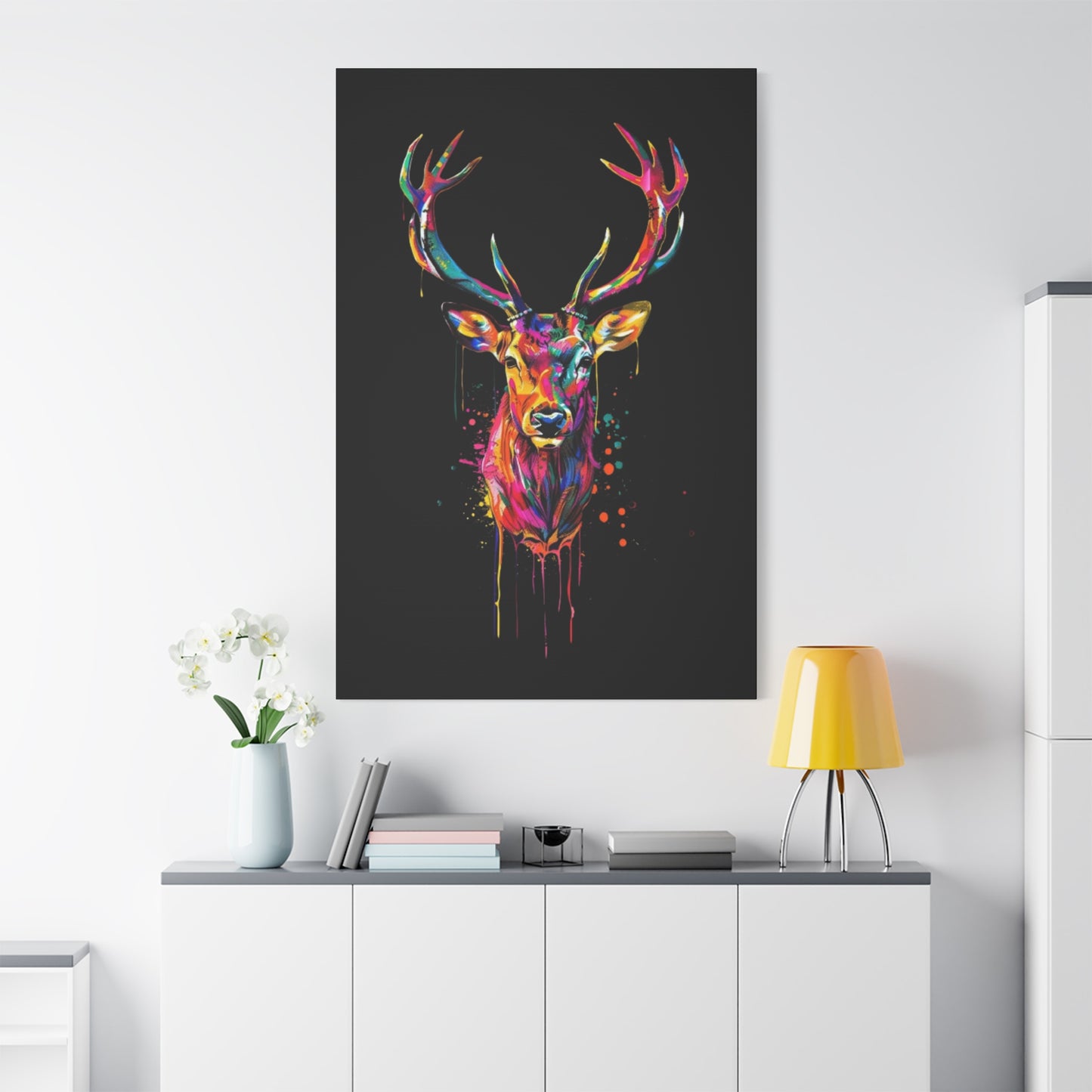 Neon Deer Design Matte Canvas Framed Print - VYBE Shop