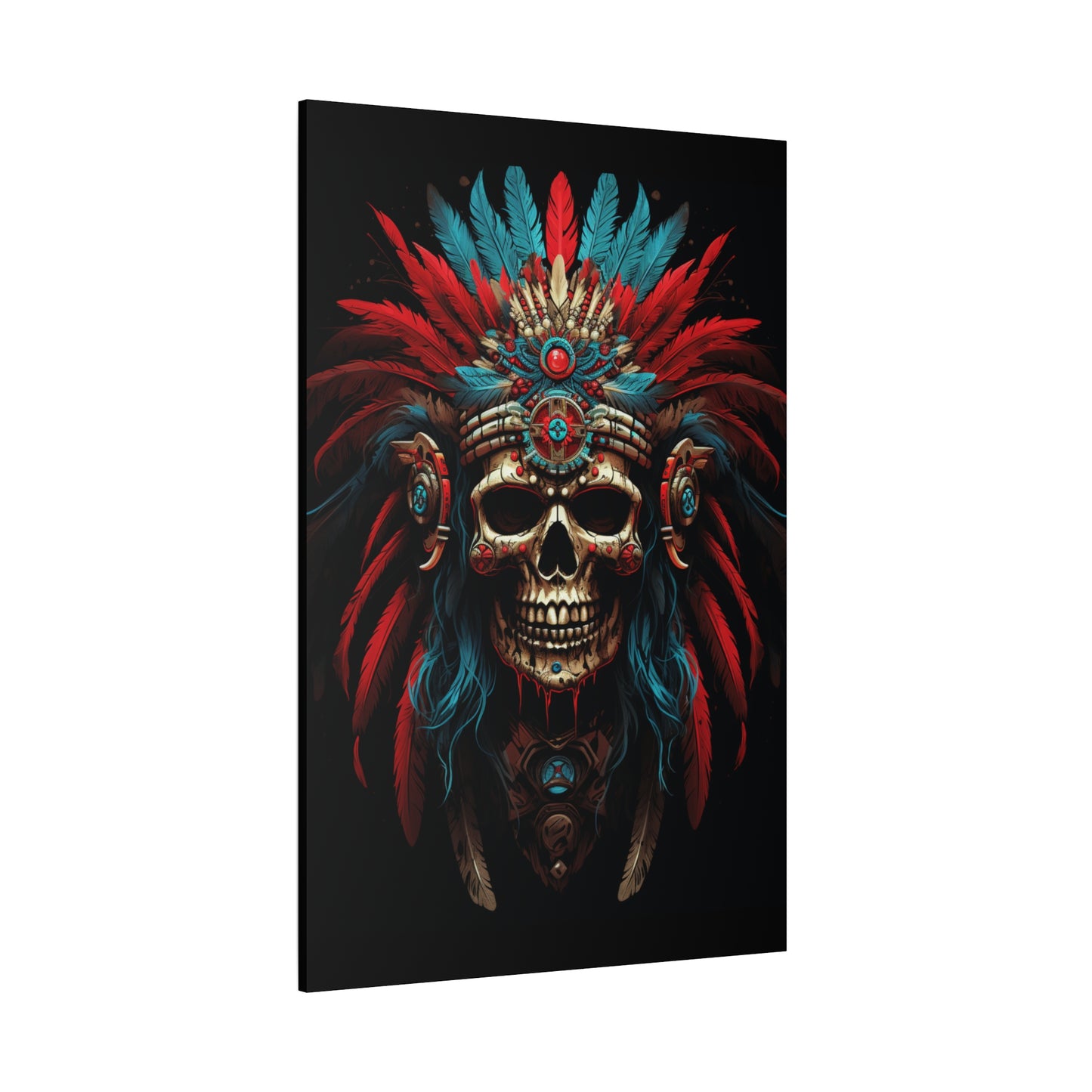 Bohemian Skull Canvas Print, Wall Art, Home Decor, Unique Gift, Ethnic Artwork, Colorful Wall Hanging - VYBE Shop