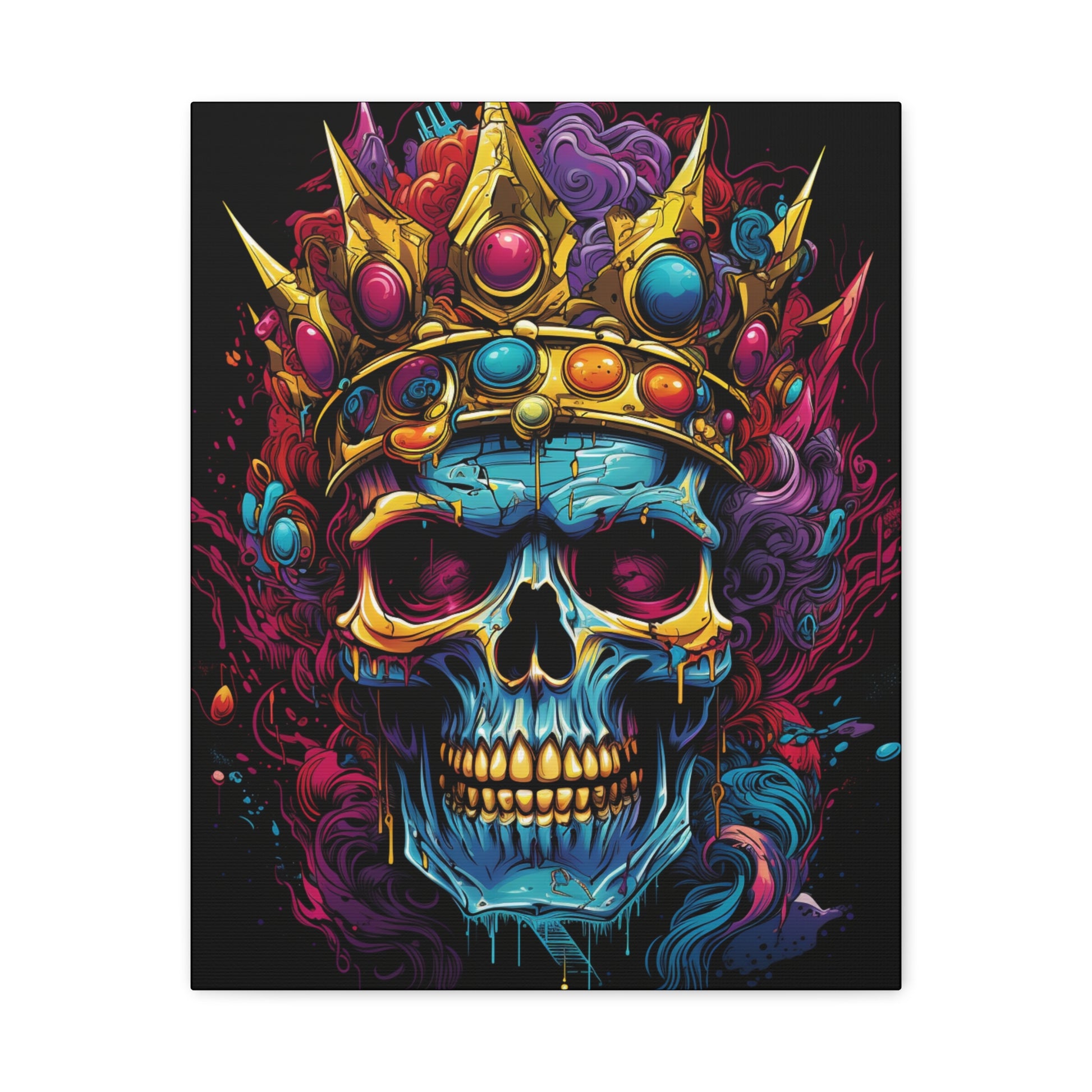 Colorful Skull Canvas Art - Vibrant Home Decor, Gothic Wall Print, Edgy Gift, Halloween Decoration, Art for Music Lovers - VYBE Shop