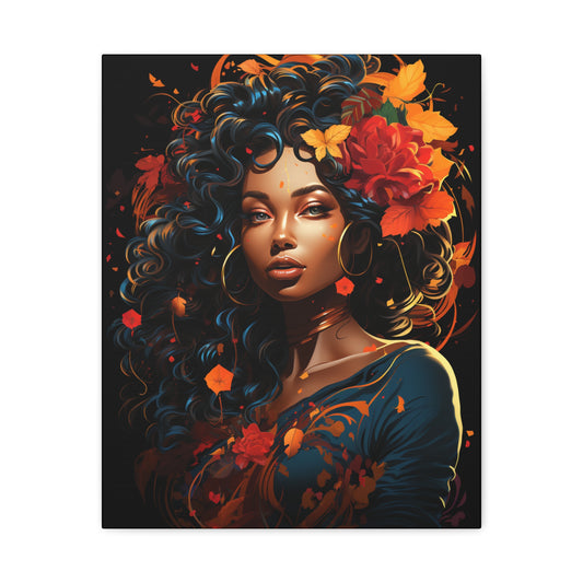 Canvas Wall Art featuring Vibrant Autumn Queen Design, Home Decor, Gift for Art Lovers, Fall Aesthetic, Boho Style - VYBE Shop