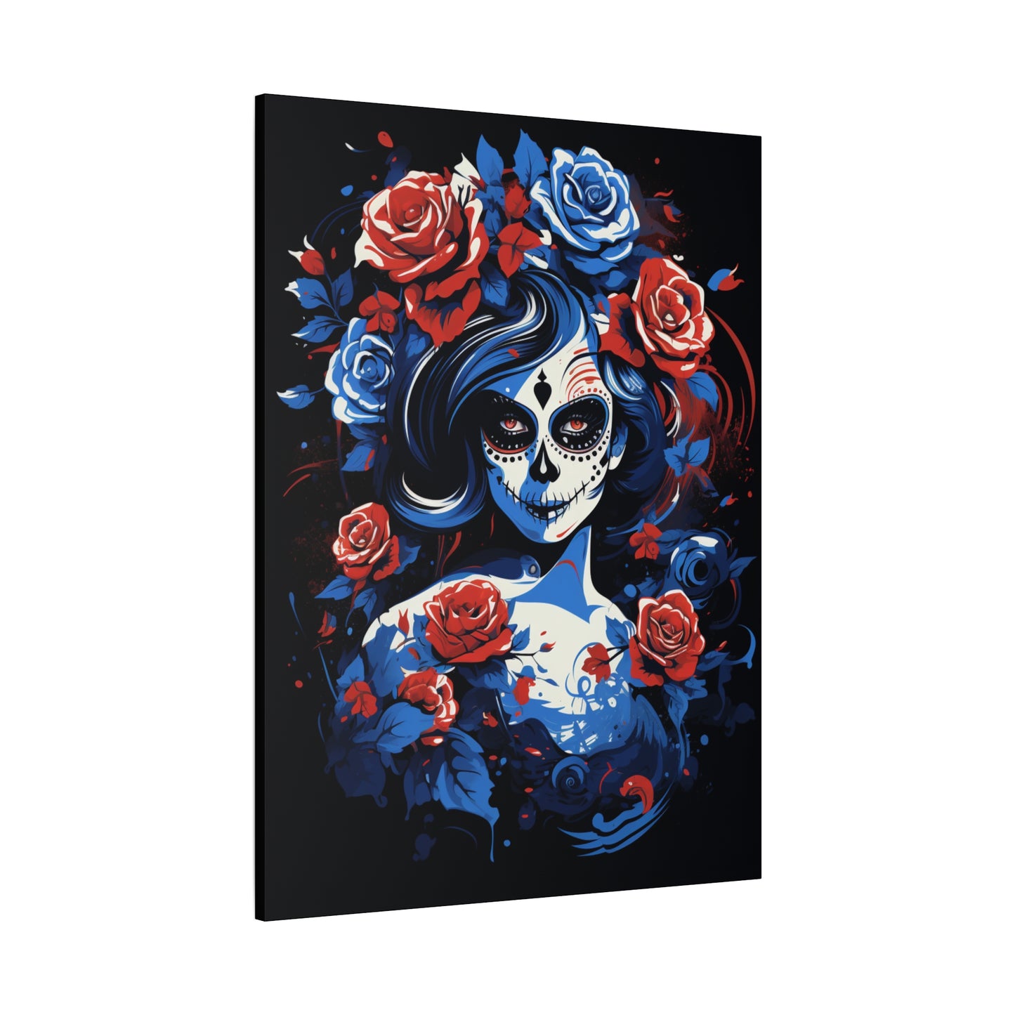 Stretched Canvas Art Print, Colorful Floral Skull Design, Wall Decor for Home, Dia de los Muertos, Gothic Vibe, Unique Gift, Art Lovers - VYBE Shop