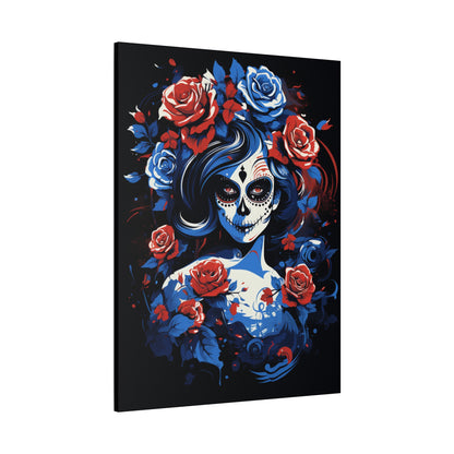 Stretched Canvas Art Print, Colorful Floral Skull Design, Wall Decor for Home, Dia de los Muertos, Gothic Vibe, Unique Gift, Art Lovers - VYBE Shop