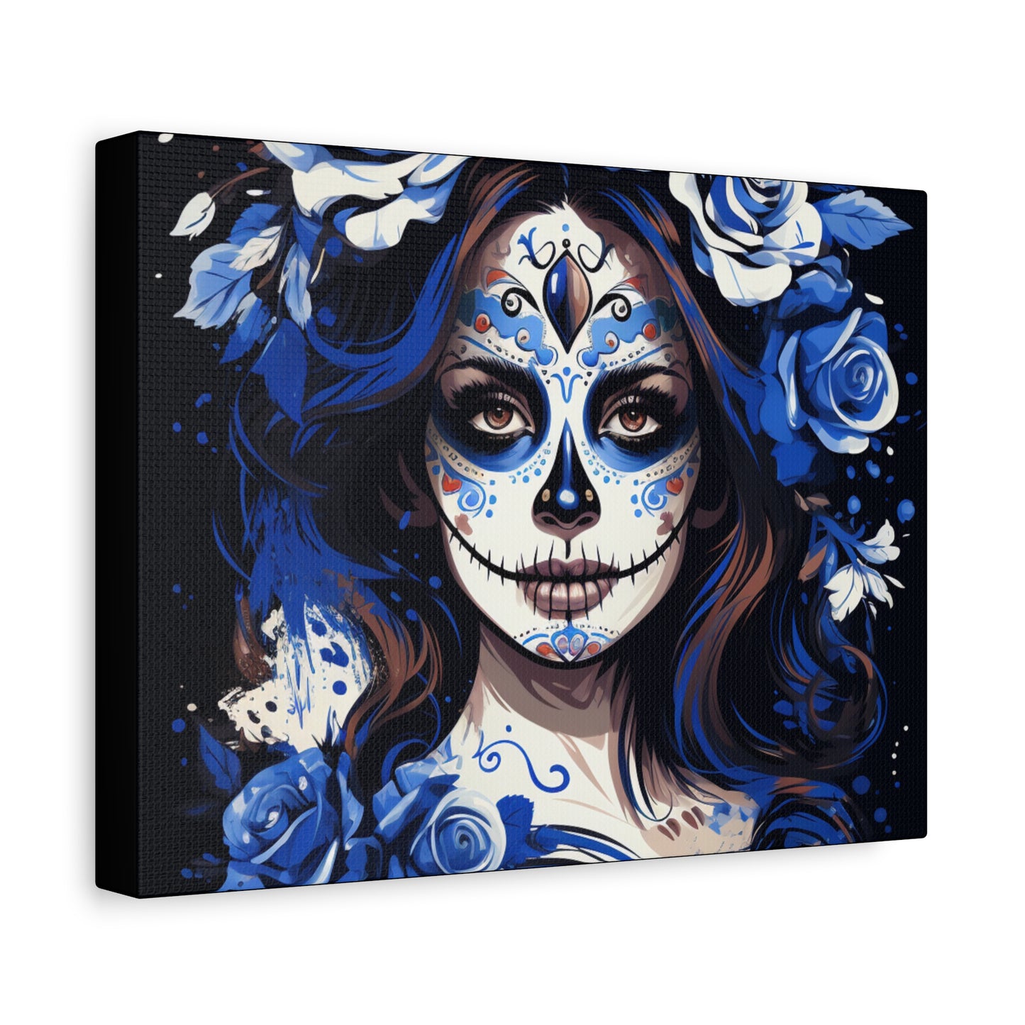 Vibrant Sugar Skull Canvas Art, Day of the Dead Decor, Wall Art, Gift for Art Lovers, Unique Home Decoration, Boho Style Art - VYBE Shop