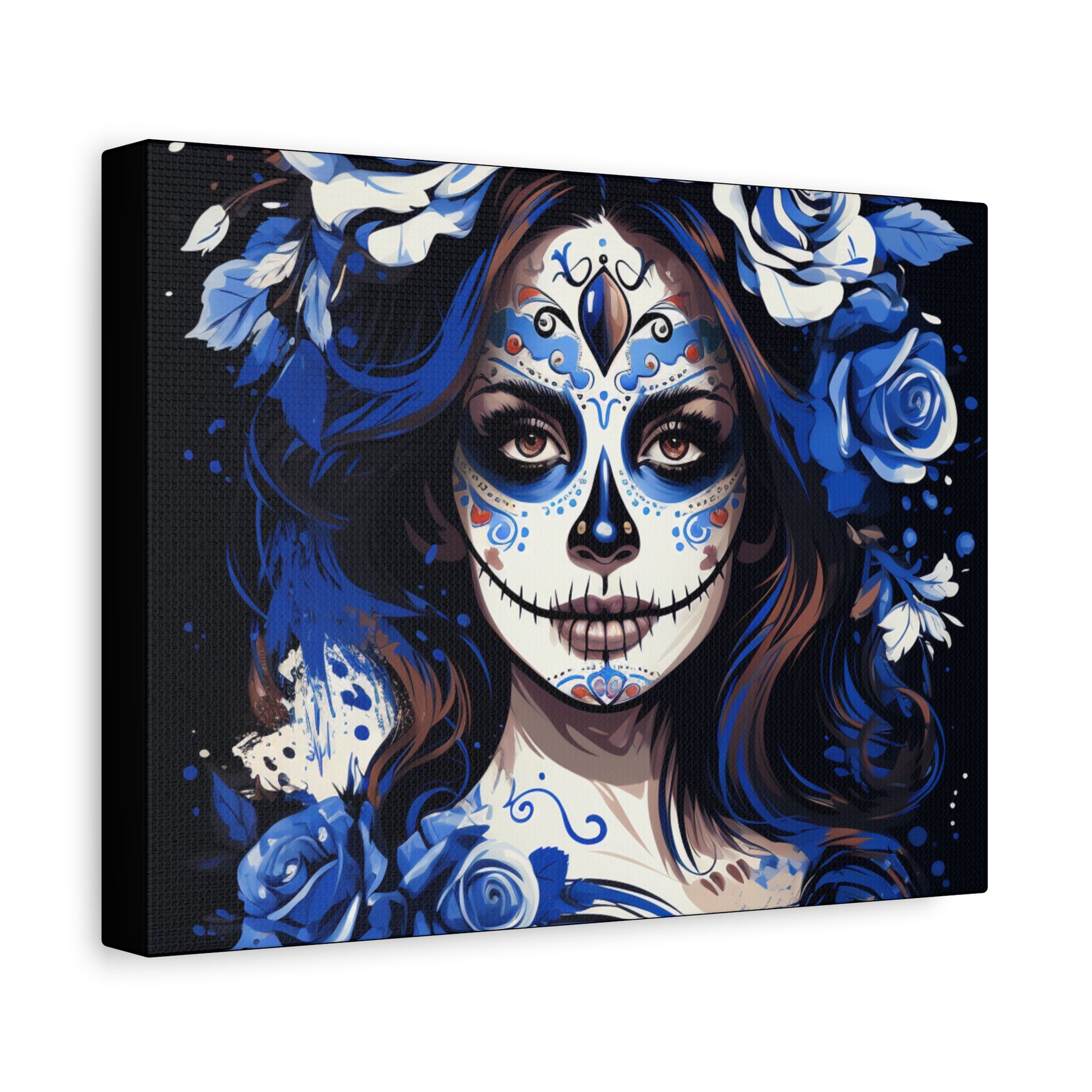 Vibrant Sugar Skull Canvas Art, Day of the Dead Decor, Wall Art, Gift for Art Lovers, Unique Home Decoration, Boho Style Art - VYBE Shop
