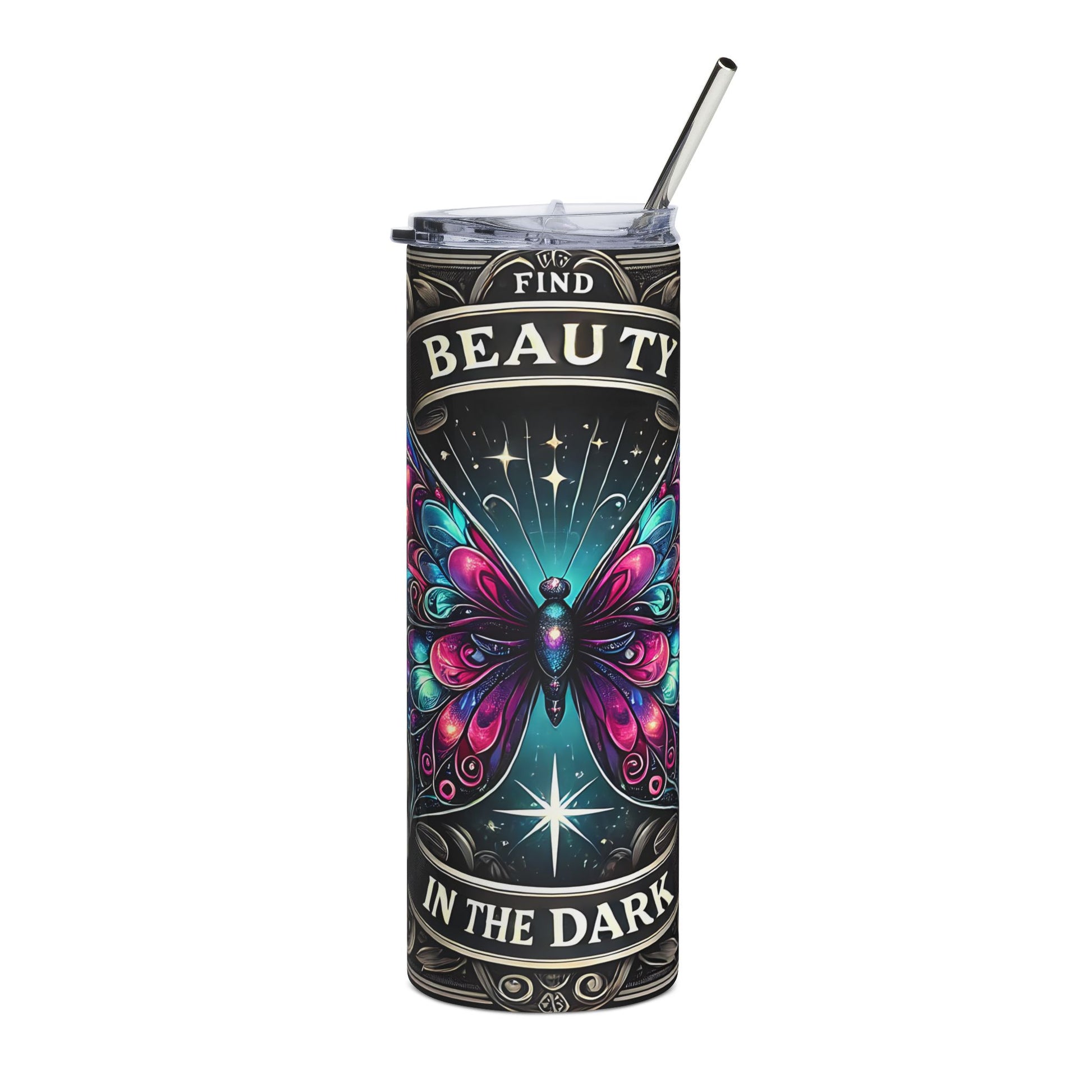Butterfly Beauty Tumbler | Inspirational Drinkware | Stainless Steel Travel Mug | Gift for Her | Motivational Cup | Butterfly Lover's Mug - VYBE