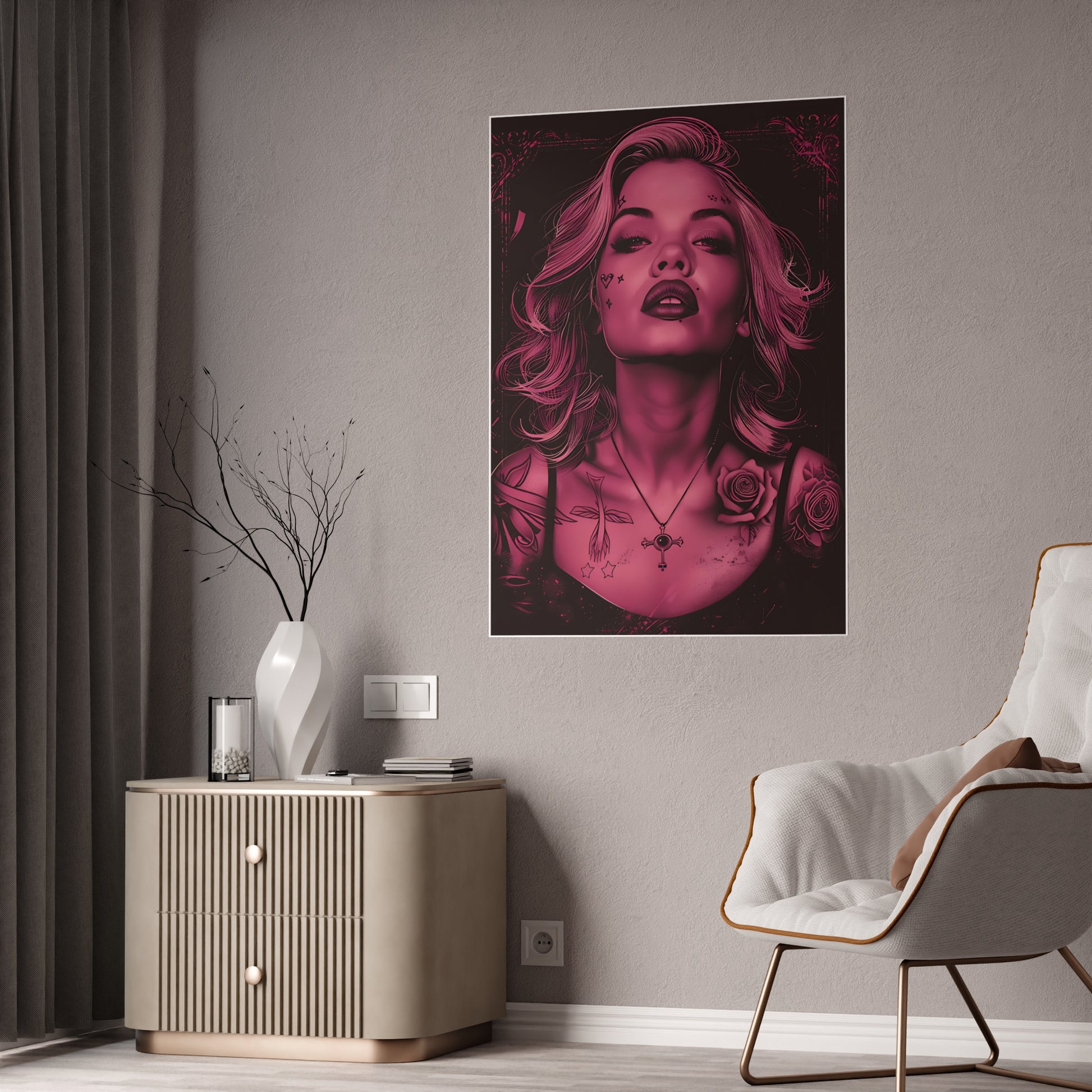 Woman In Red Poster - Captivating Art Print for Modern Decor - VYBE Shop