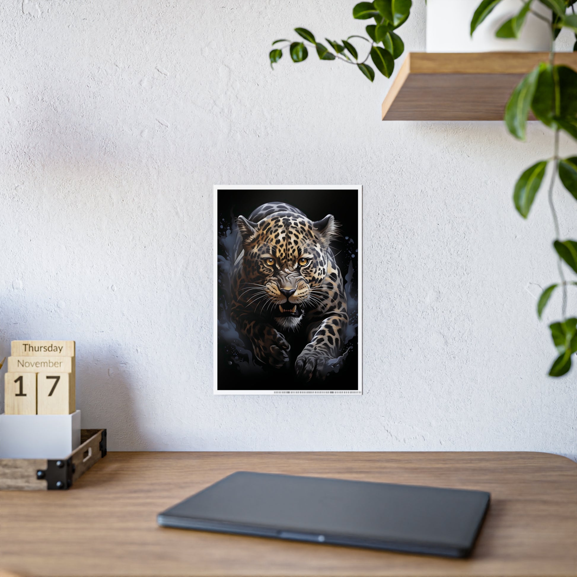 Leopard Wall Art - Fierce Leopard Gloss Poster | Wildlife Home Decor, Animal Lover Gift, Safari-Themed Office Decoration - VYBE Shop