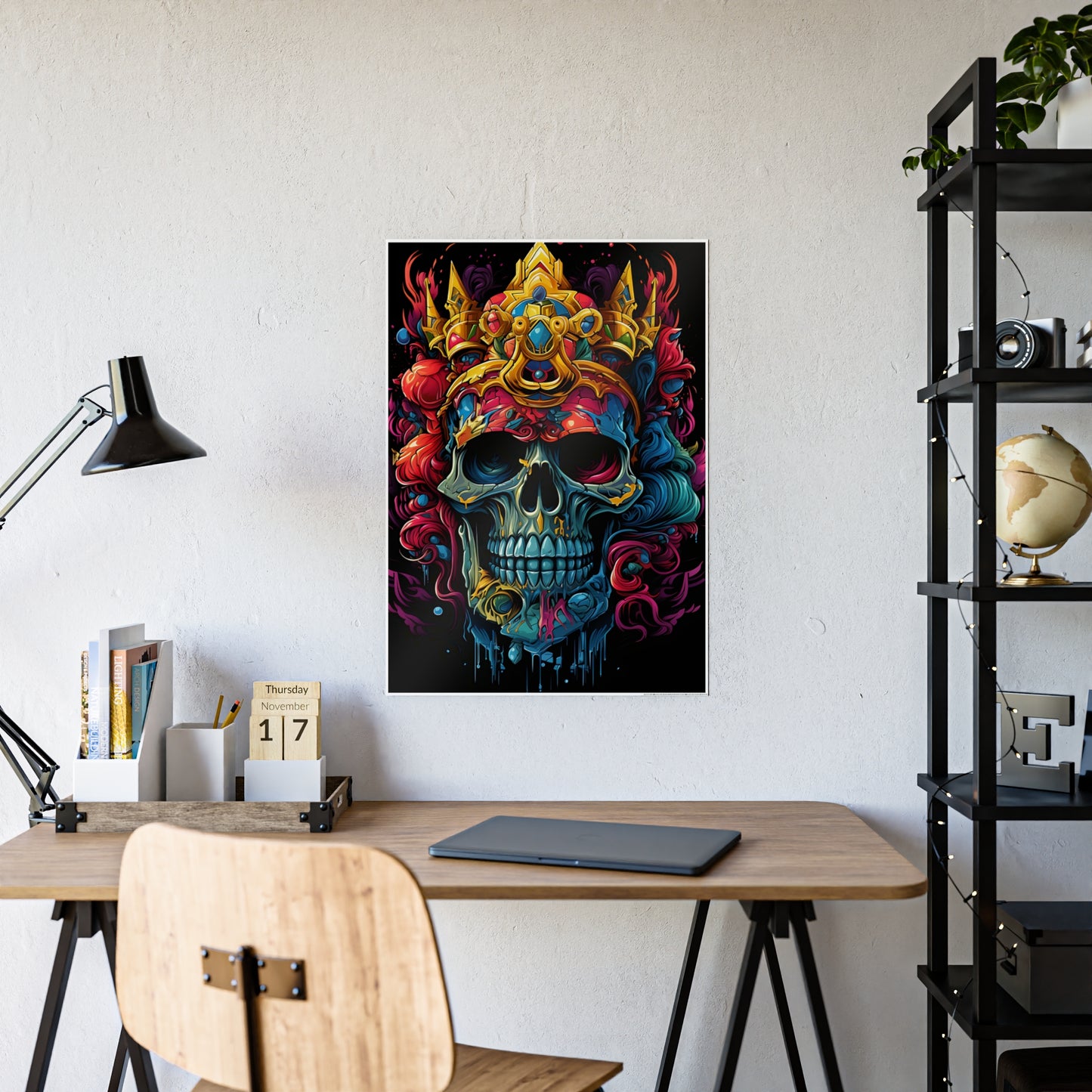 Vibrant Skull Art Poster - Glossy Colorful Home Decor - VYBE Shop