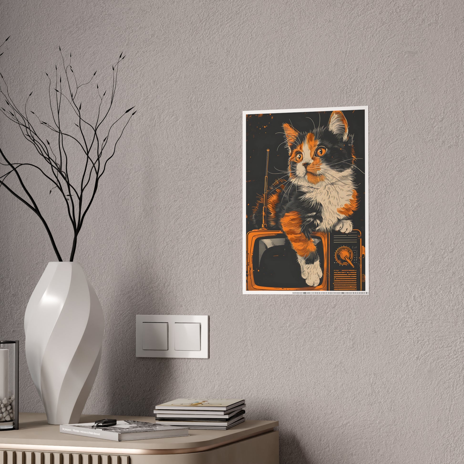 Cat Vintage Cat Art Print - Retro Animal Wall Art Gloss Poster for Cat Lovers - VYBE Shop