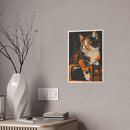 Cat Vintage Cat Art Print - Retro Animal Wall Art Gloss Poster for Cat Lovers - VYBE Shop