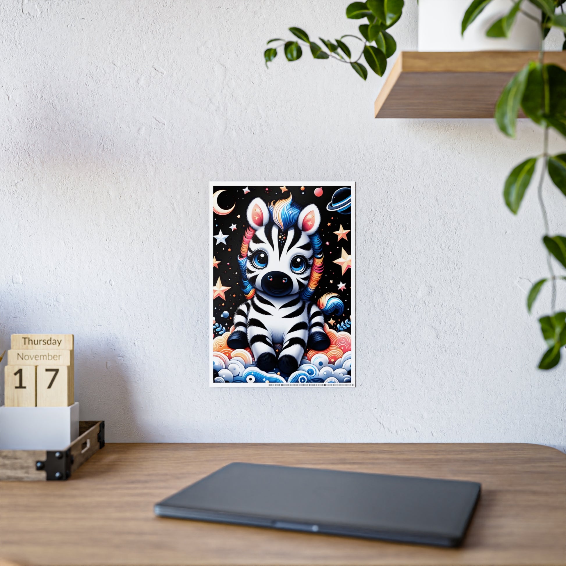 Cute Zebra Poster - Whimsical Gloss Wall Art - VYBE Shop