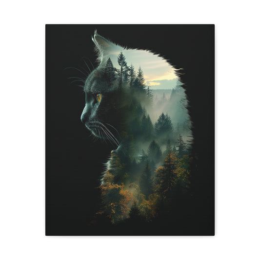 Cat Forest Matte Canvas Wall Art | Feline Home Decor, Gift for Cat Lovers, Nature Art Print, Unique Wall Decor, Cat-Themed Gift - VYBE Shop
