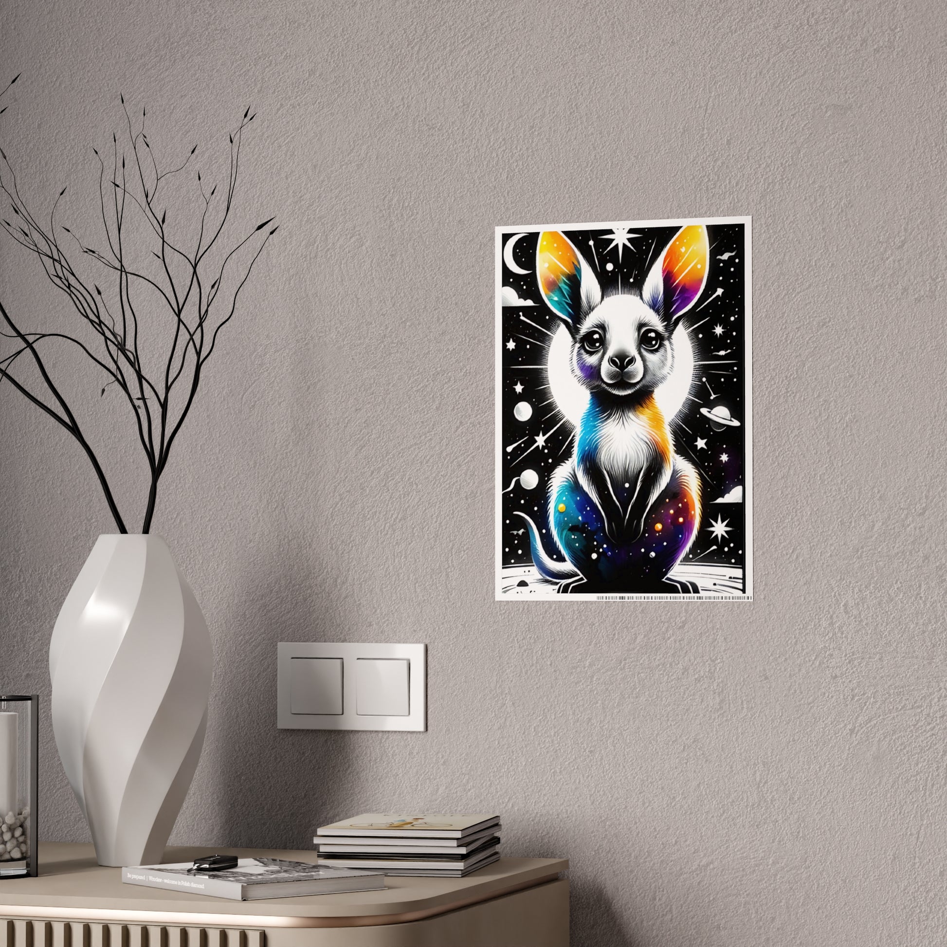 Vibrant Animal Wall Art Print, Glossy Poster of Colorful Rabbit Design - VYBE Shop