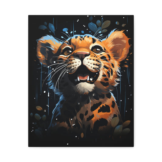 Whimsical Canvas Art, Cute Leopard Wall Decor, Animal Lover Gift, Kids Room Wall Art, Safari Theme Decor - VYBE Shop