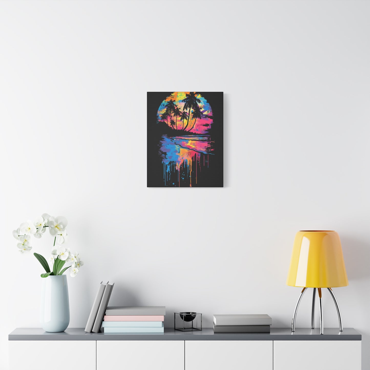 Neon Beach Sunset Canvas Art Print, Tropical Wall Decor, Home Aesthetic, Summer Vibes, Gift for Beach Lovers - VYBE Shop