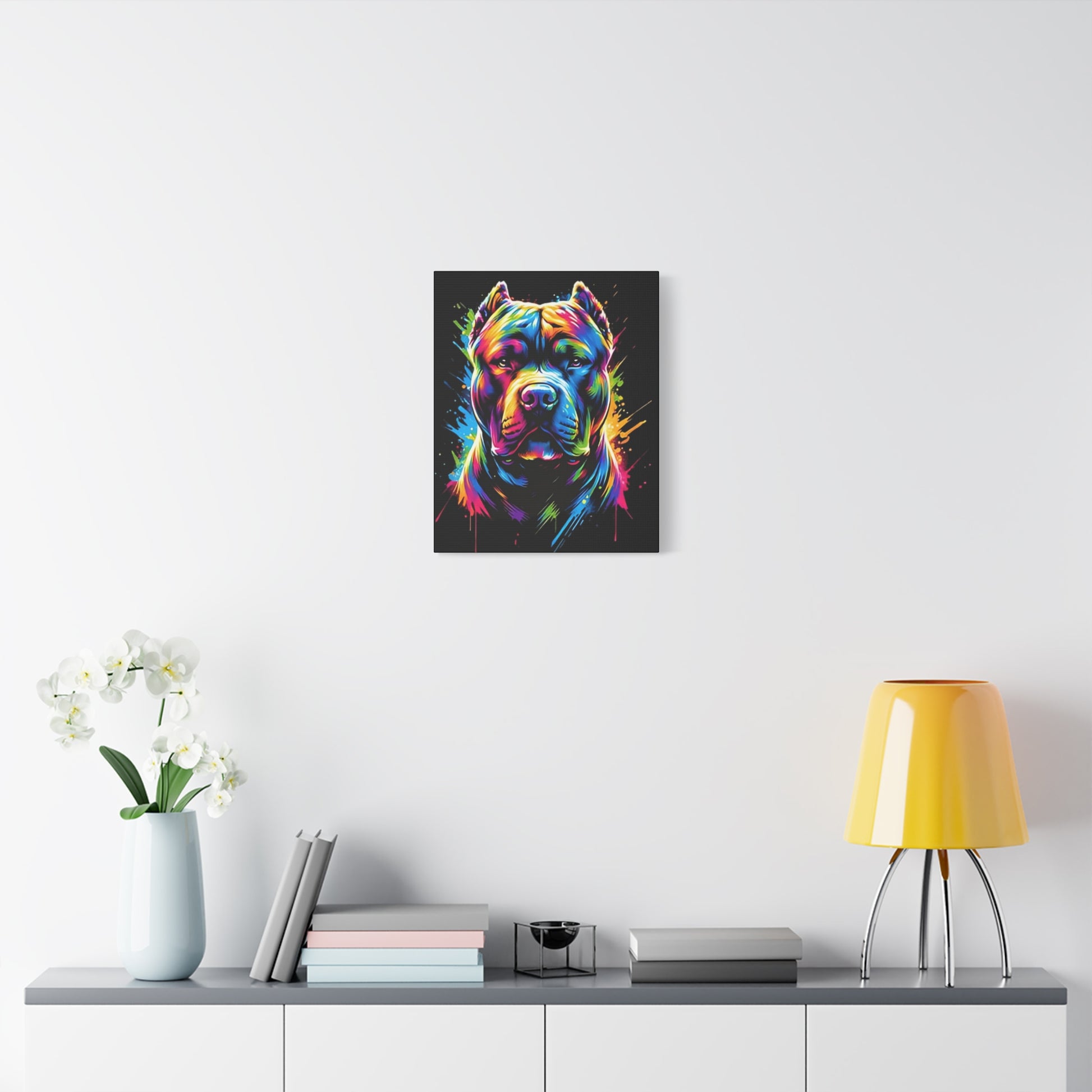 Neon Pitbull Canvas Art Print | Pet Lover Wall Decor, Dog Decor, Home Art, Gift for Dog Owners, Vibrant Animal Wall Art - VYBE Shop