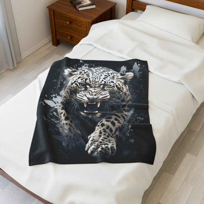Fierce Leopard Plush Blanket