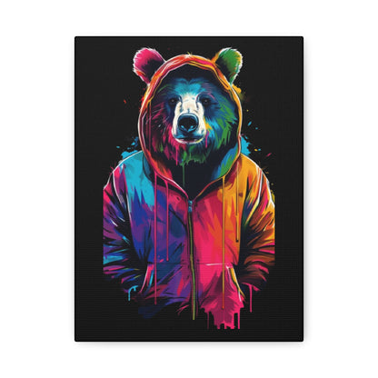Vibrant Bear Canvas Art, Colorful Wall Decor, Modern Animal Painting, Home Aesthetic, Unique Gift Idea, Wildlife Lover Decor - VYBE Shop