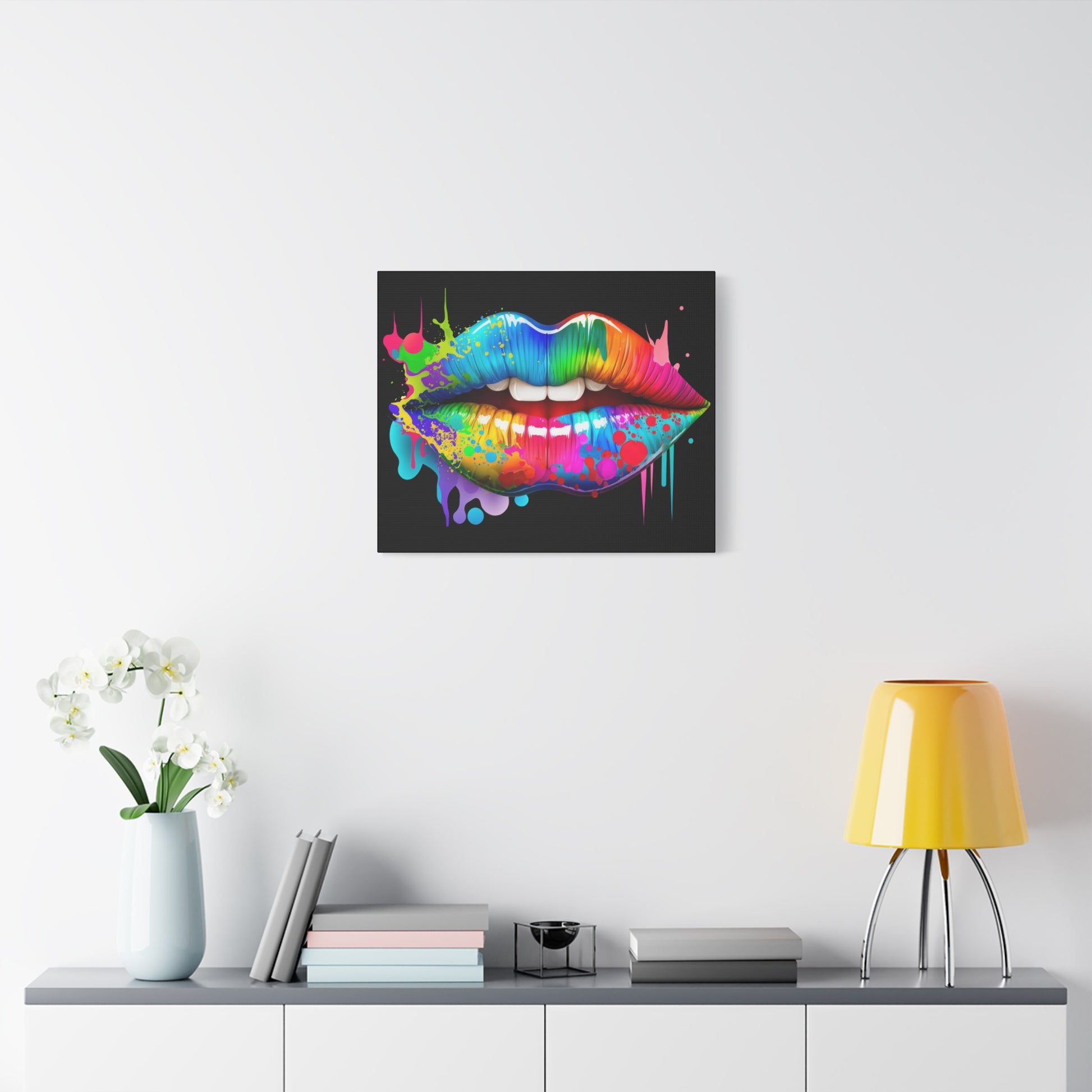 Neon Lip Art Canvas Wall Decor, Vibrant Lips Art, Pop Art Canvas, Home Decor, Gift for Art Lovers, Colorful Wall Art - VYBE Shop