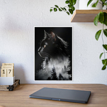 Cat Black Cat Forest Gloss Poster - Black Cat Wall Art for Cat Lovers, Nature Decor, Animal Print for Home, Ideal Gift for Pet Owners - VYBE Shop