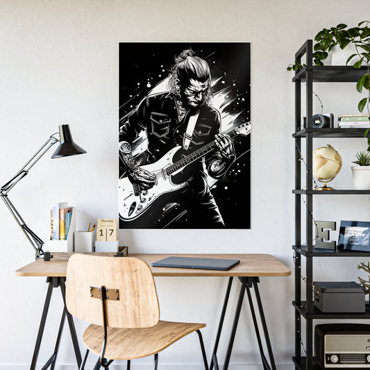 Rock Rockstar Gloss Poster - Rock Music Wall Art Décor, Black and White Art Print for Musicians, Aesthetic Living Room Gift - VYBE Shop